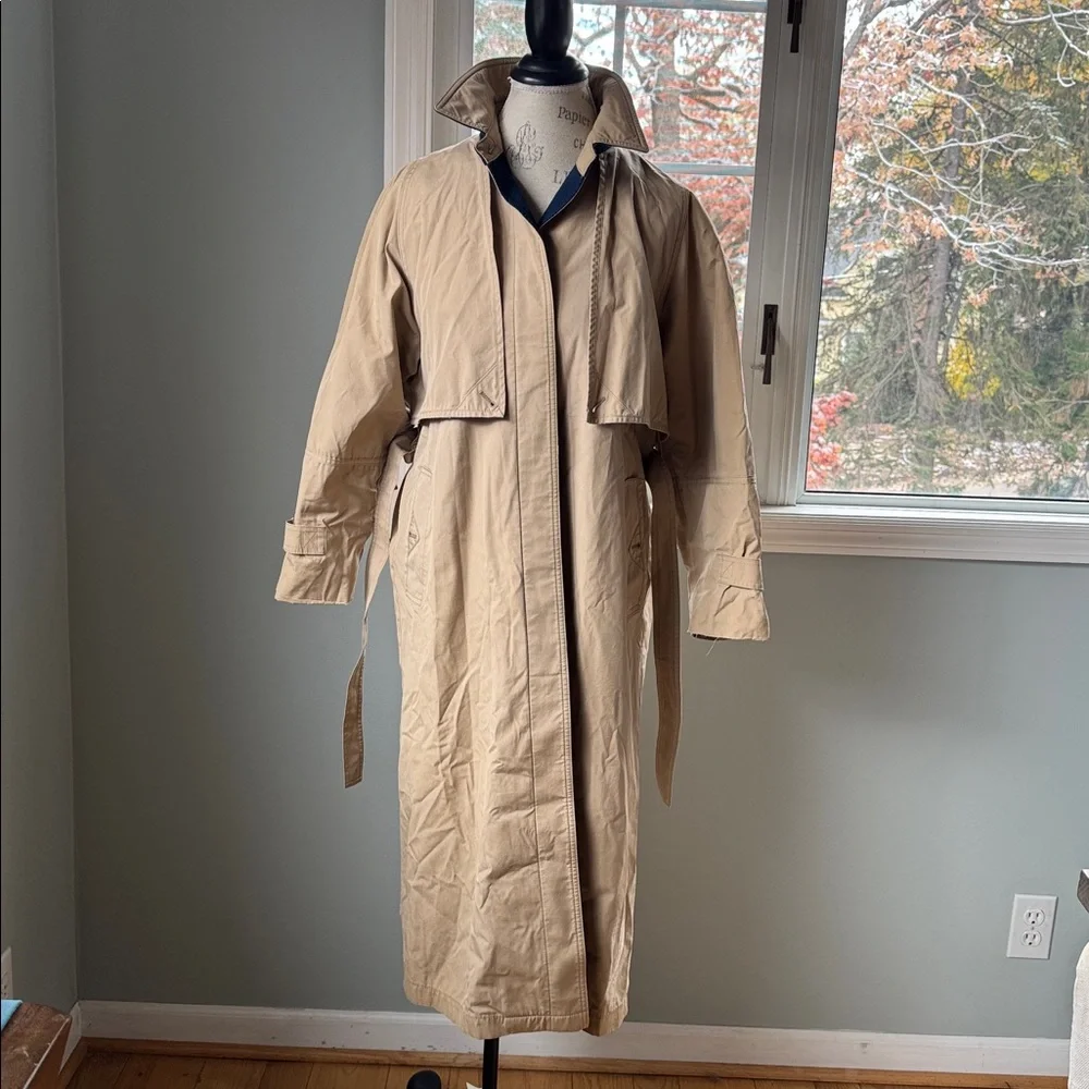 London Fog Tempo Europa vintage khaki mid length‎ trench coat 8P